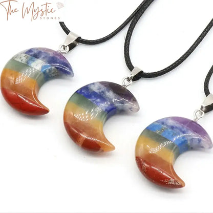 Chakra Moon Pendant - Seven Stone Crystal