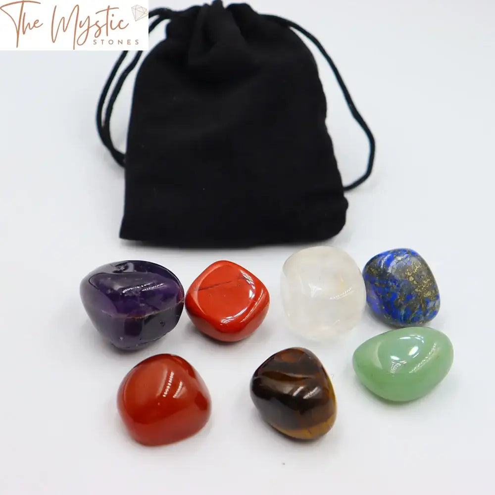 Chakra Palm Stone Set With Velvet Bag