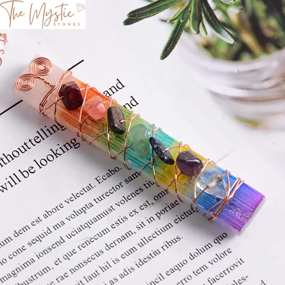 Chakra Rainbow Selenite Healing Wand