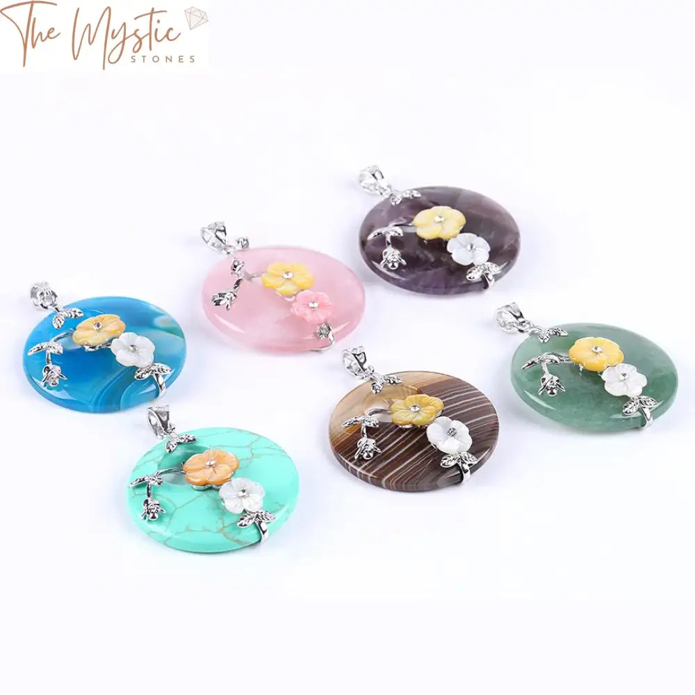 Chakra Rose Flower Gemstone Pendants