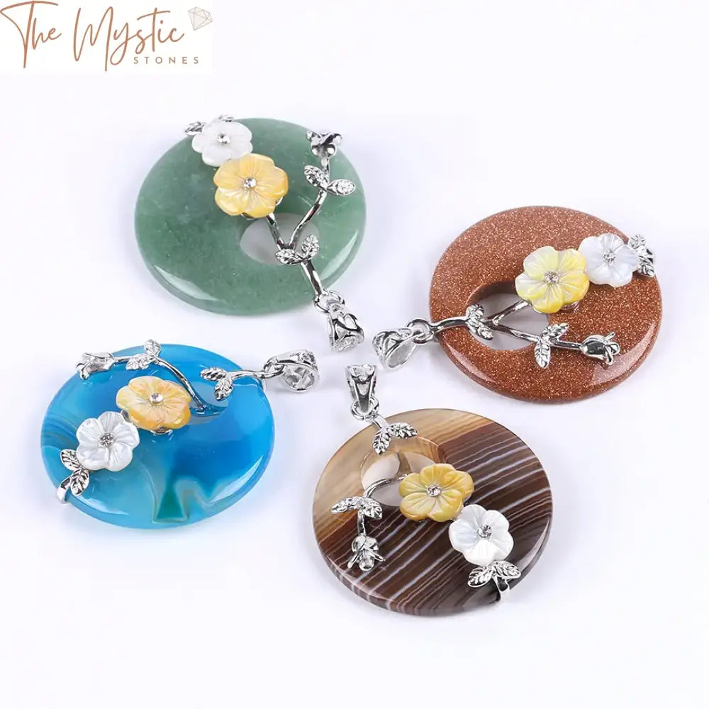 Chakra Rose Flower Gemstone Pendants