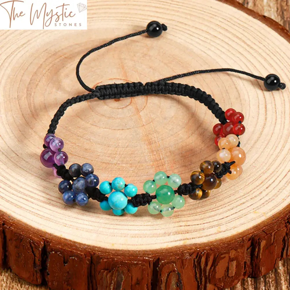 Chakra Rose Flower Natural Stone Bracelet