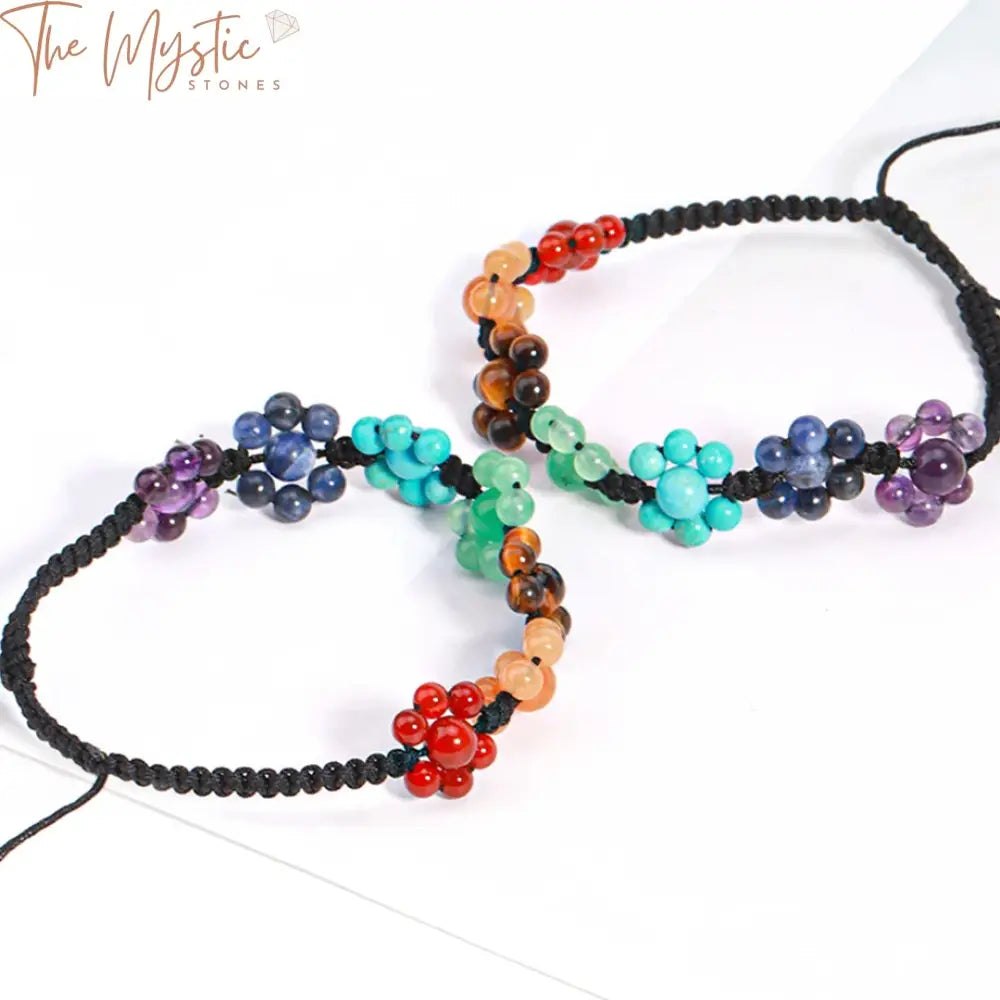 Chakra Rose Flower Natural Stone Bracelet