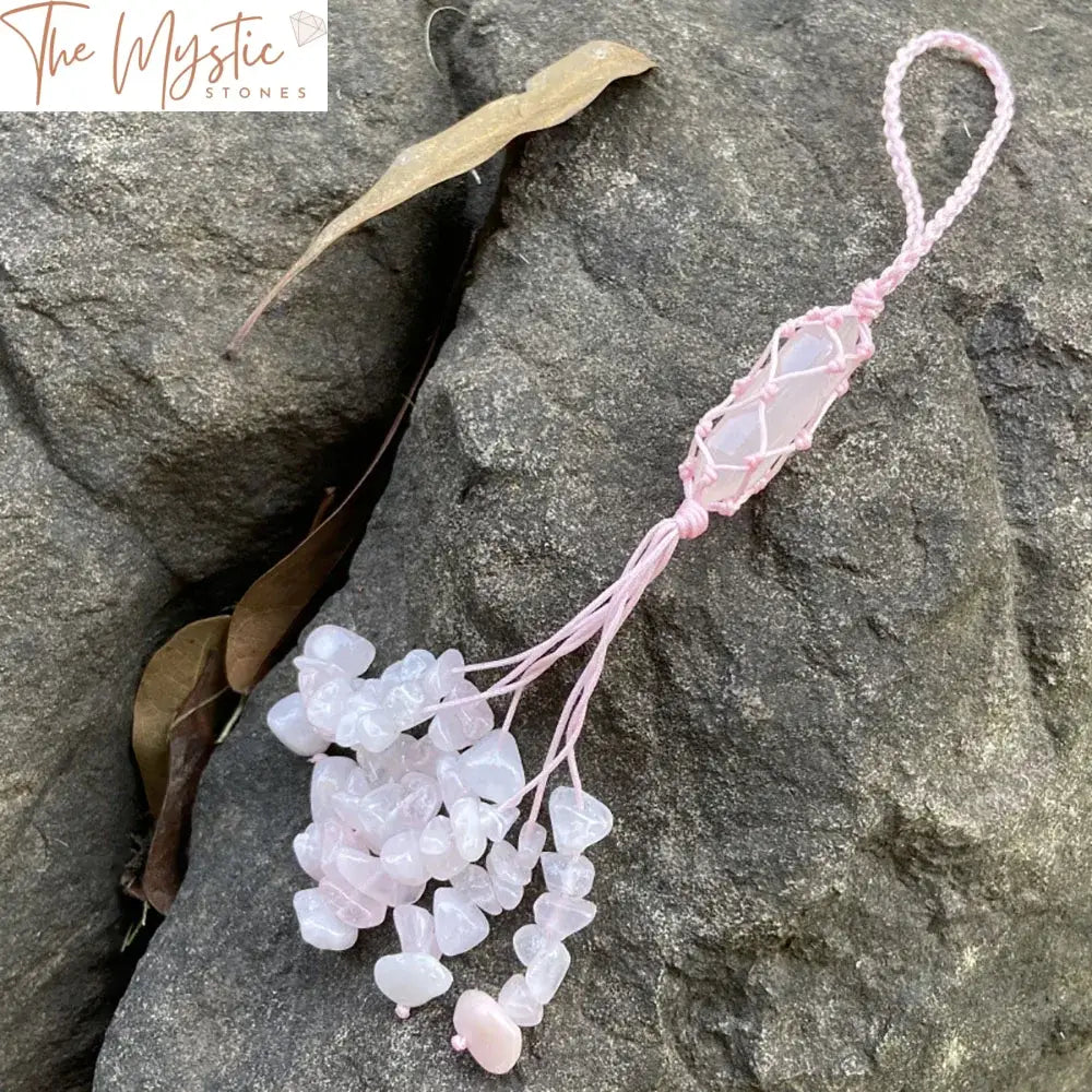 Chakra Rose Quartz Crystal Car Hanging Ornament