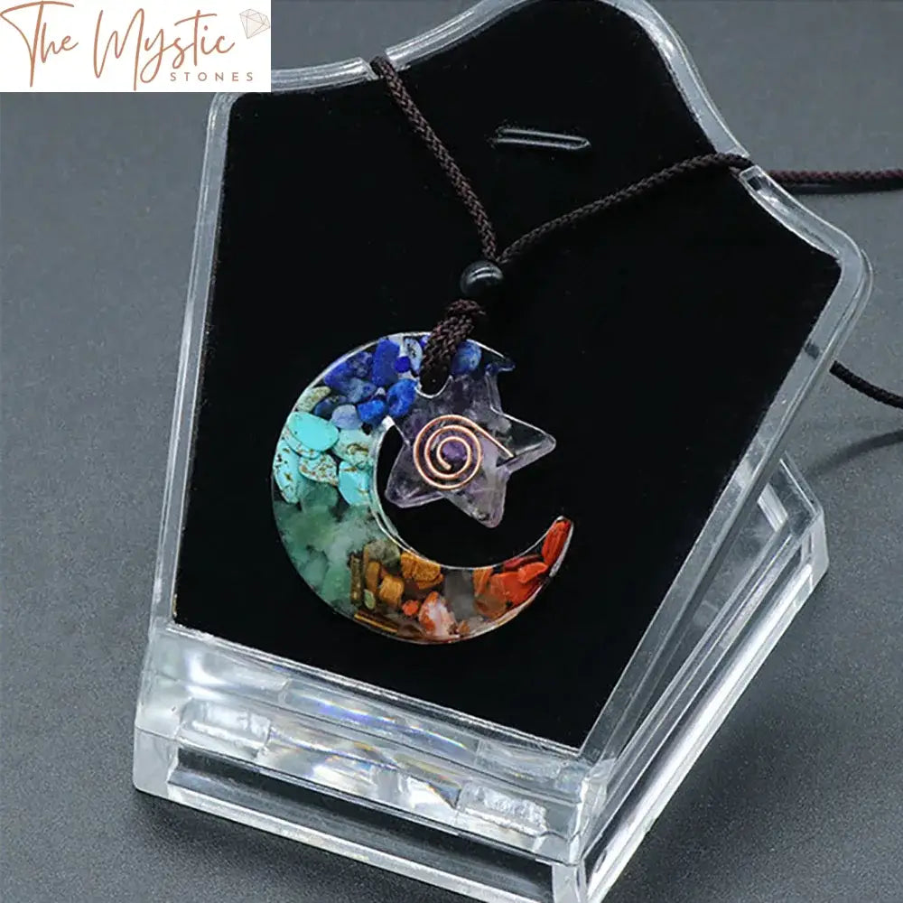 Chakra Star Moon Orgonite Pendant