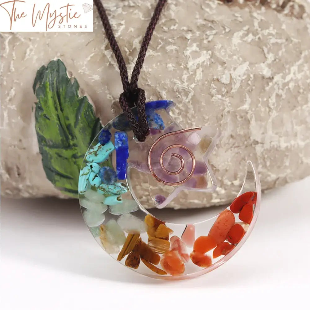 Chakra Star Moon Pendant Necklace