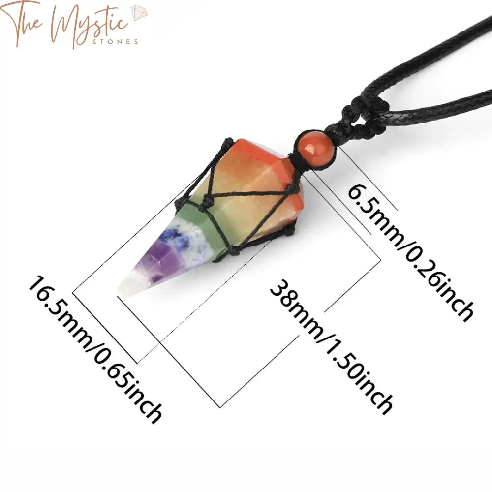 Chakra Stone Hexagonal Prism Rope Necklace