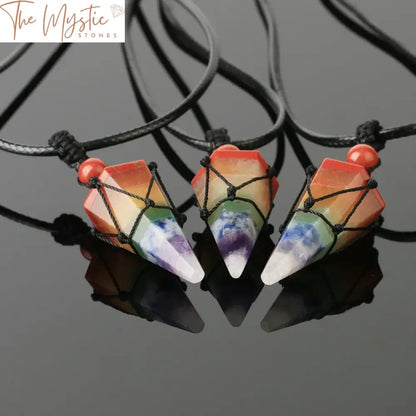 Chakra Stone Hexagonal Prism Rope Necklace