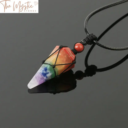 Chakra Stone Hexagonal Prism Rope Necklace