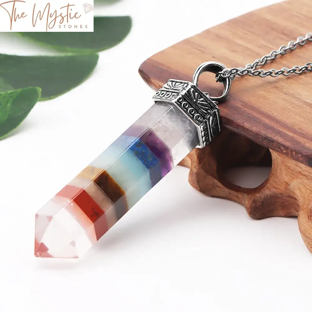 Chakra Stone Hexagonal Sword Pendant Necklace