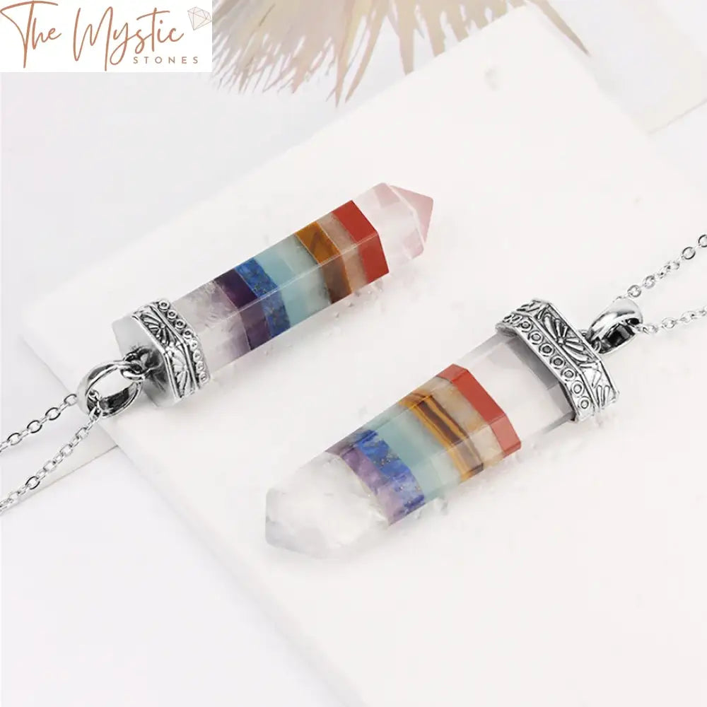 Chakra Stone Hexagonal Sword Pendant Necklace