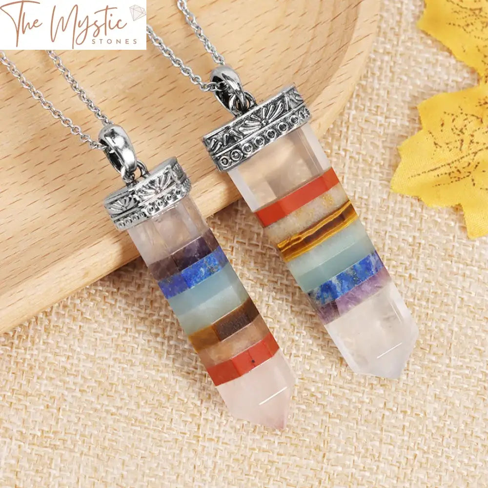 Chakra Stone Hexagonal Sword Pendant Necklace