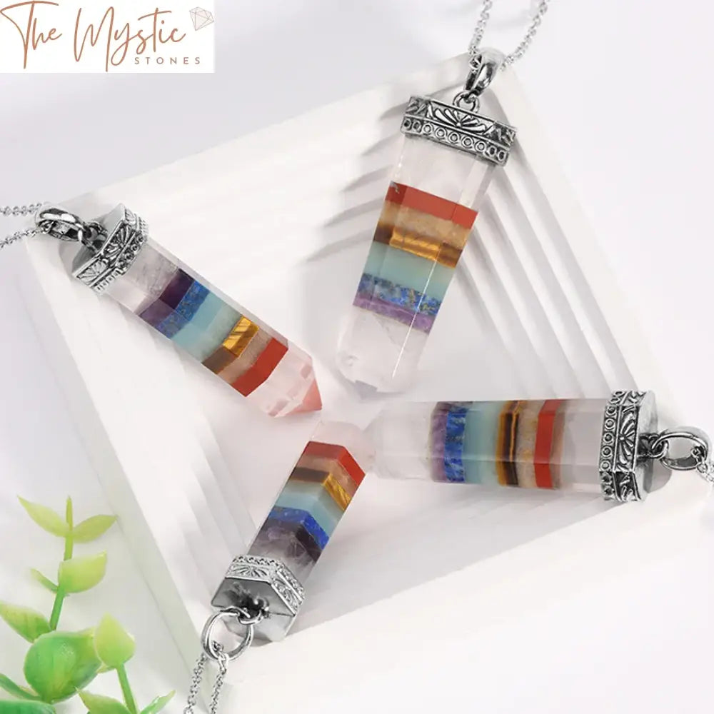 Chakra Stone Hexagonal Sword Pendant Necklace