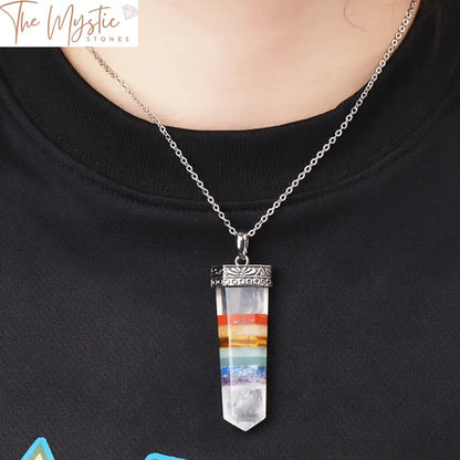 Chakra Stone Hexagonal Sword Pendant Necklace