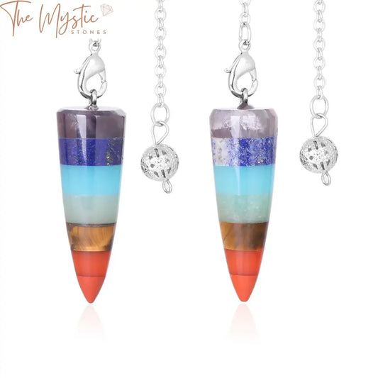 A natural stone pendulum featuring a circular cone shape, designed for metaphysical spiritual healing practices.