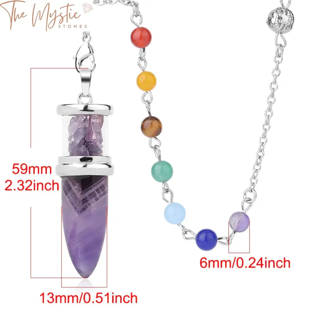 Chakra Stone Pendulum Bullet Necklace