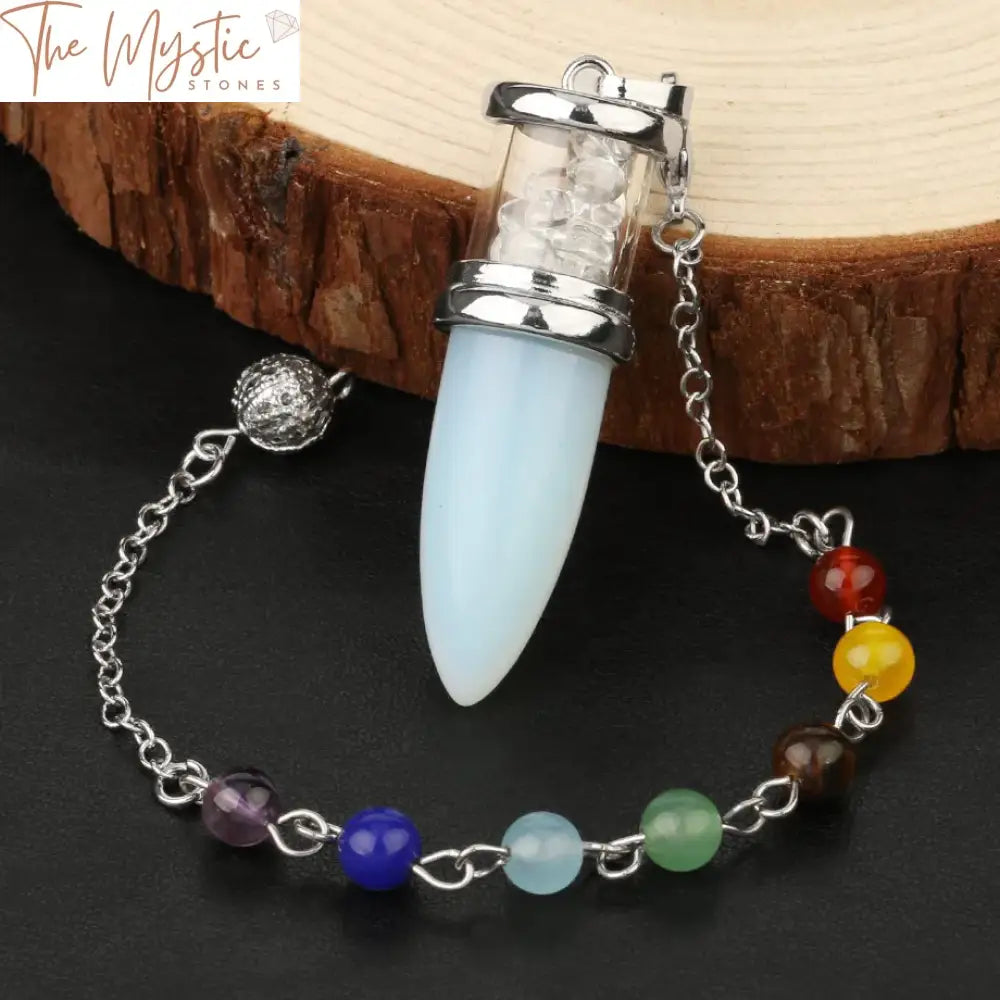 Chakra Stone Pendulum Bullet Necklace