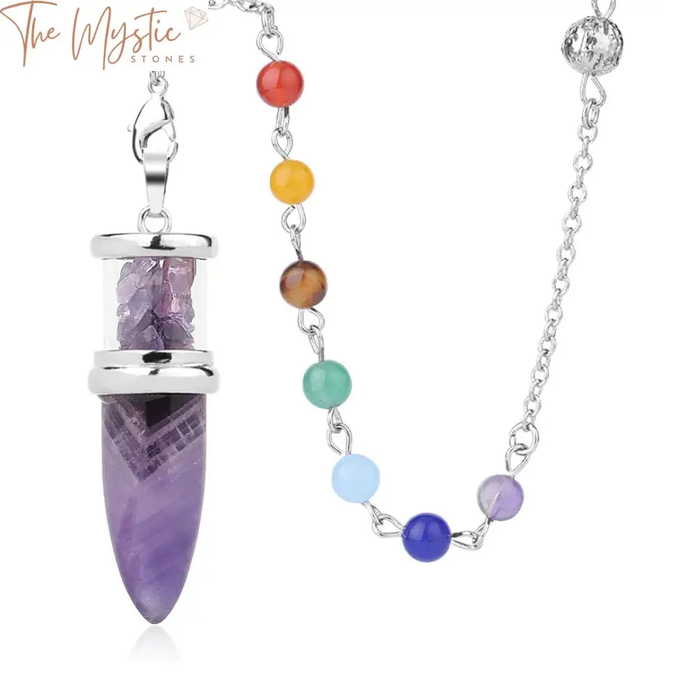 Chakra Stone Pendulum Bullet Necklace