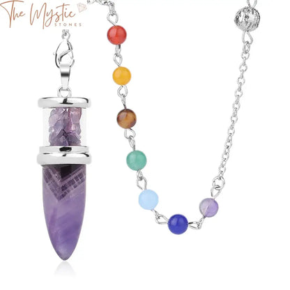 Chakra Stone Pendulum Bullet Necklace