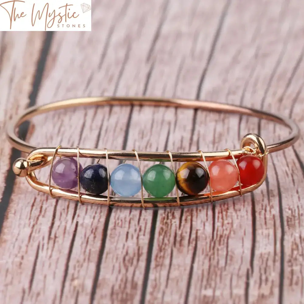 Chakra Stone Silver Cuff Bangle