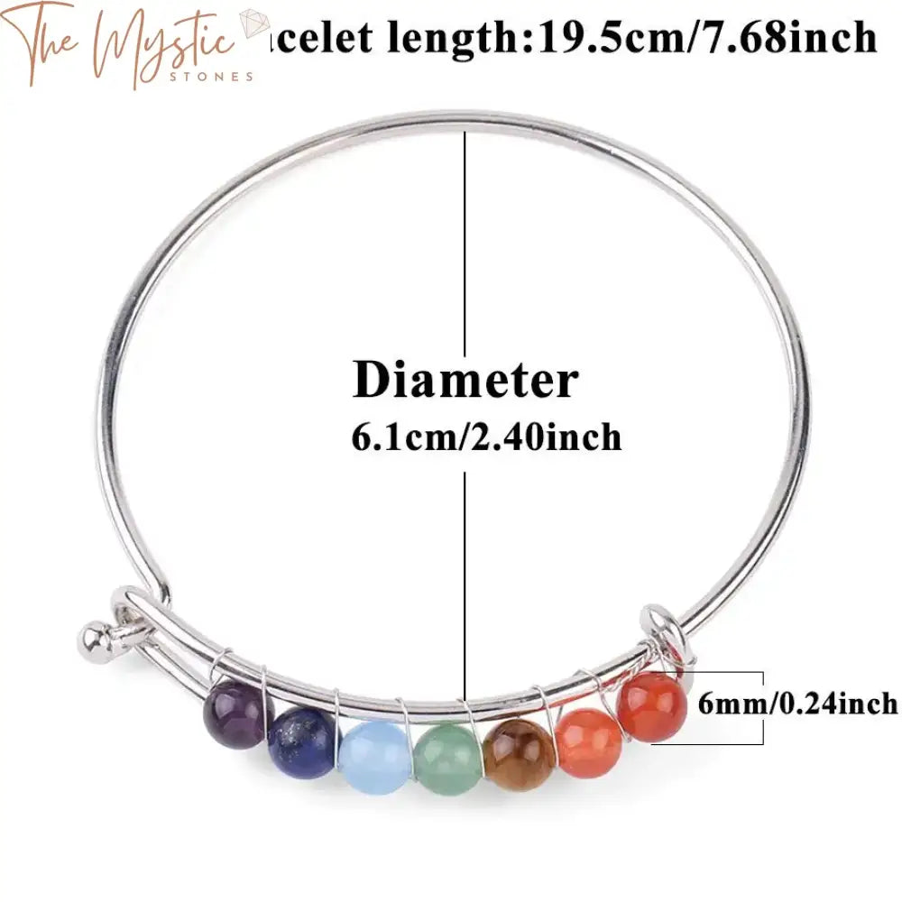 Chakra Stone Silver Cuff Bangle