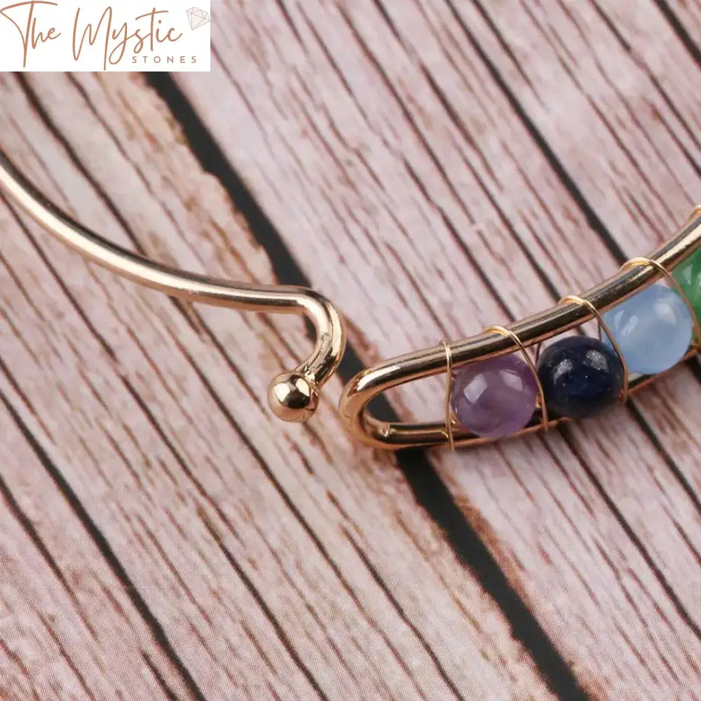 Chakra Stone Silver Cuff Bangle