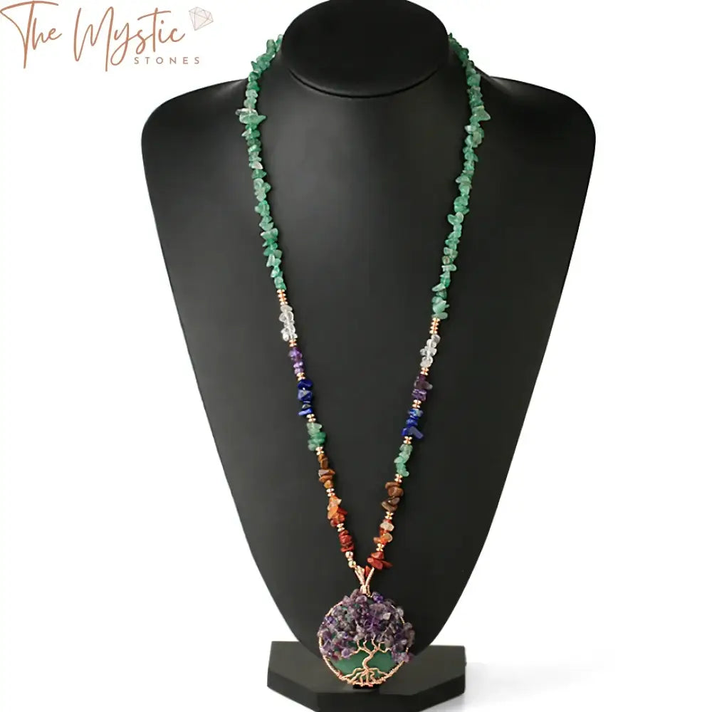 Chakra Stone Tree Of Life Pendant Necklace