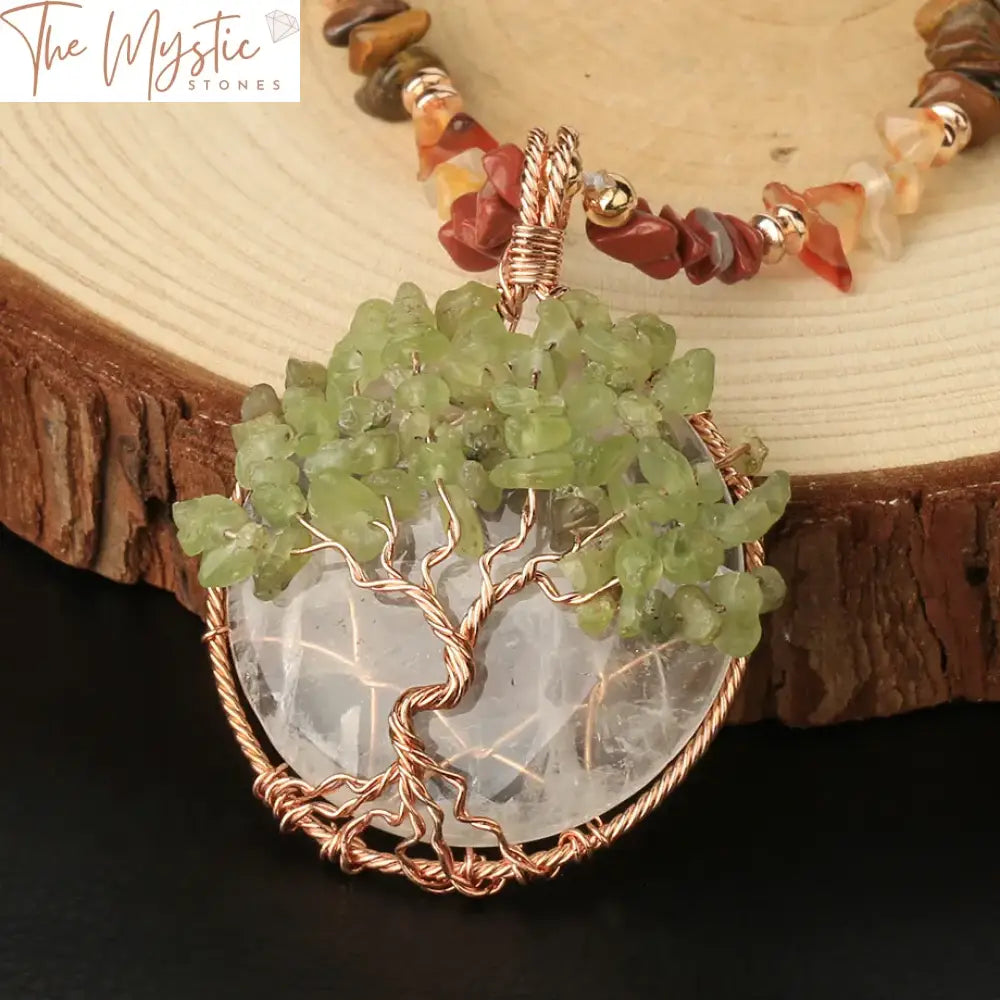 Chakra Stone Tree Of Life Pendant Necklace