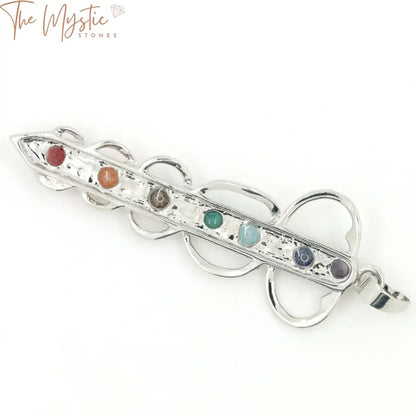 Chakra Sword Pendant With Crystal Beads