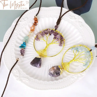 Chakra Tree Of Life Amethyst Necklace