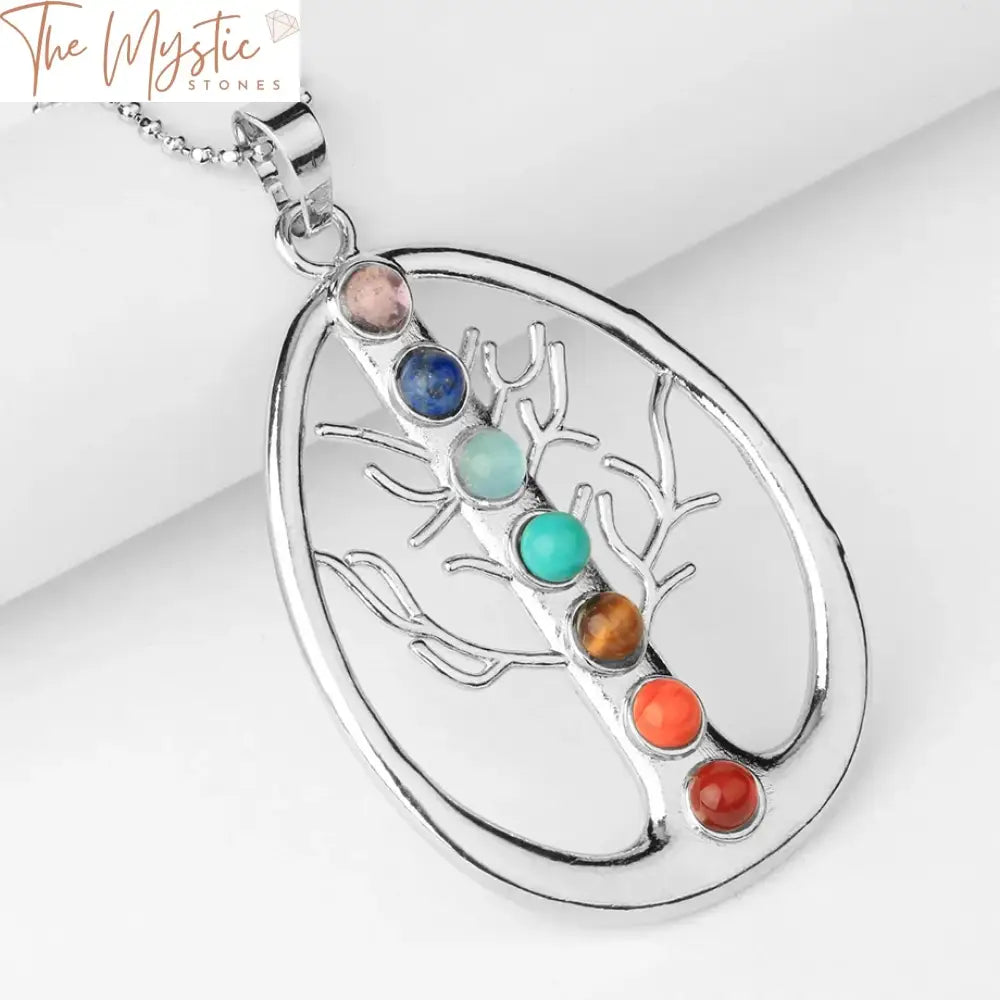 Chakra Tree Of Life Amulet Necklace - 2Pcs Set