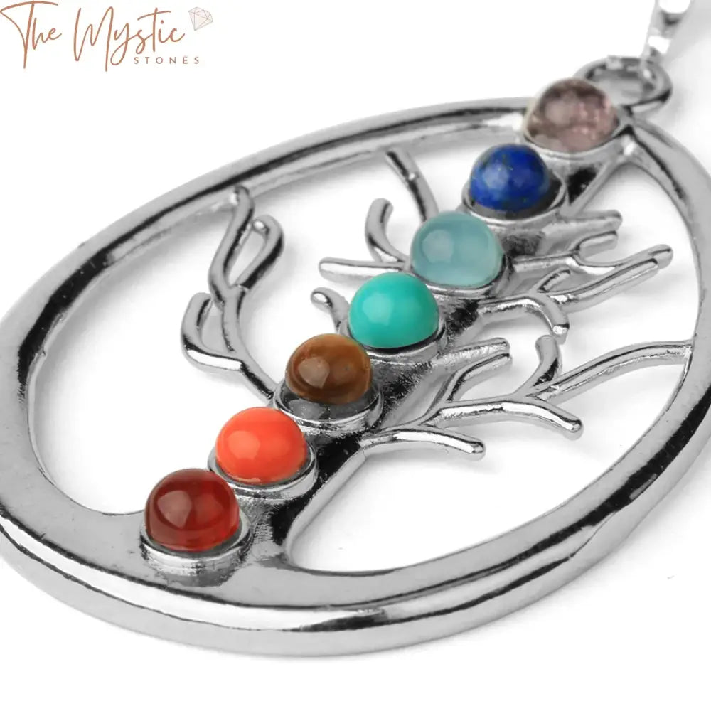 Chakra Tree Of Life Amulet Necklace - 2Pcs Set