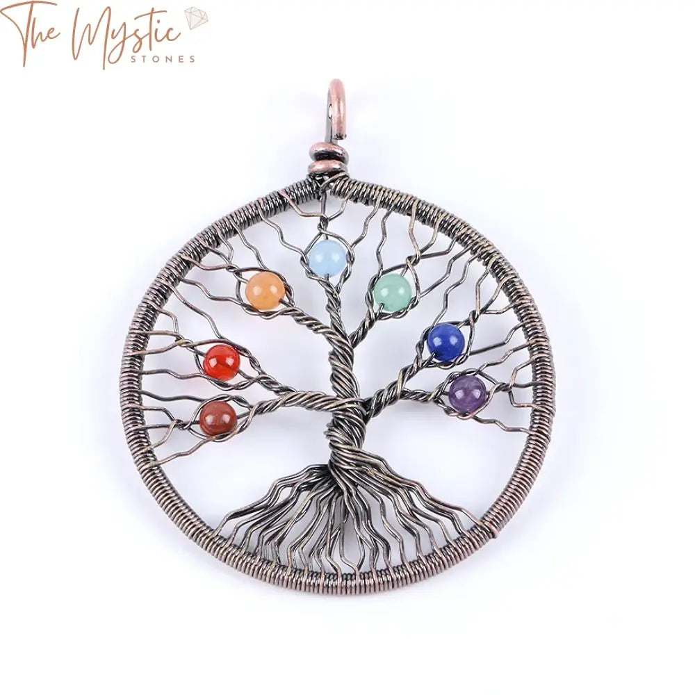 Chakra Tree Of Life Copper Pendant