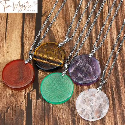 Chakra Tree Of Life Crystal Pendant Necklace