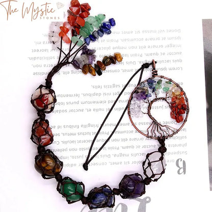 Chakra Tree Of Life Gemstone Car Ornament