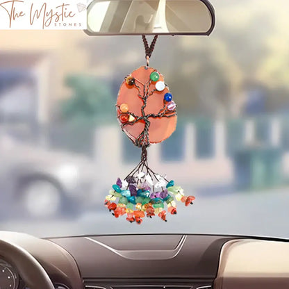 Chakra Tree Of Life Gemstone Car Pendant