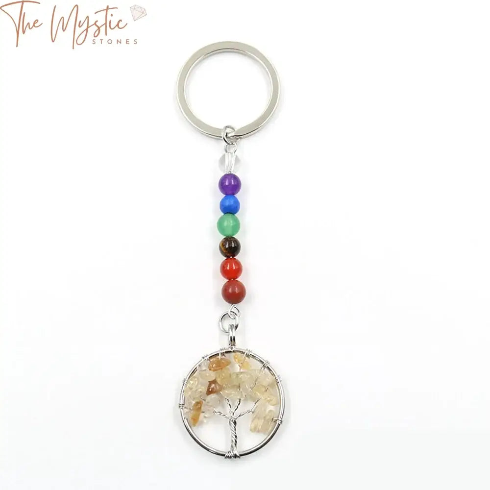 Chakra Tree Of Life Gemstone Keychain