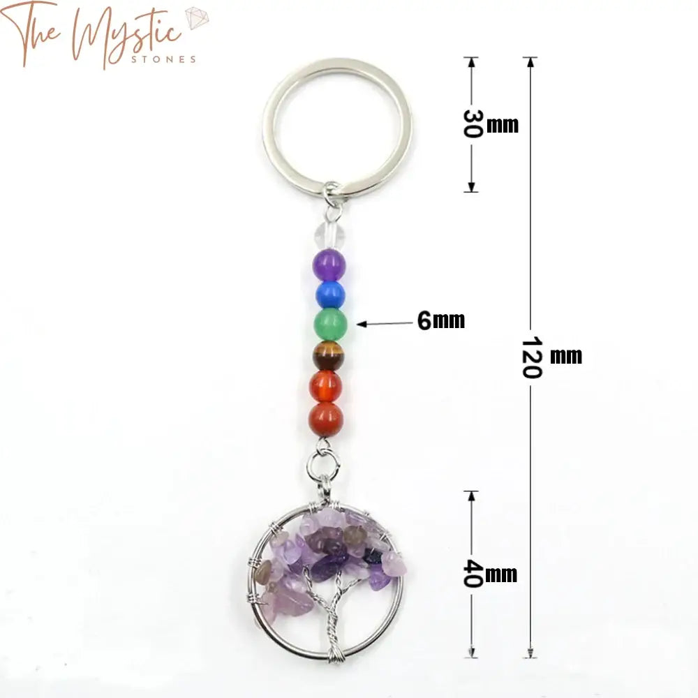 Chakra Tree Of Life Gemstone Keychain