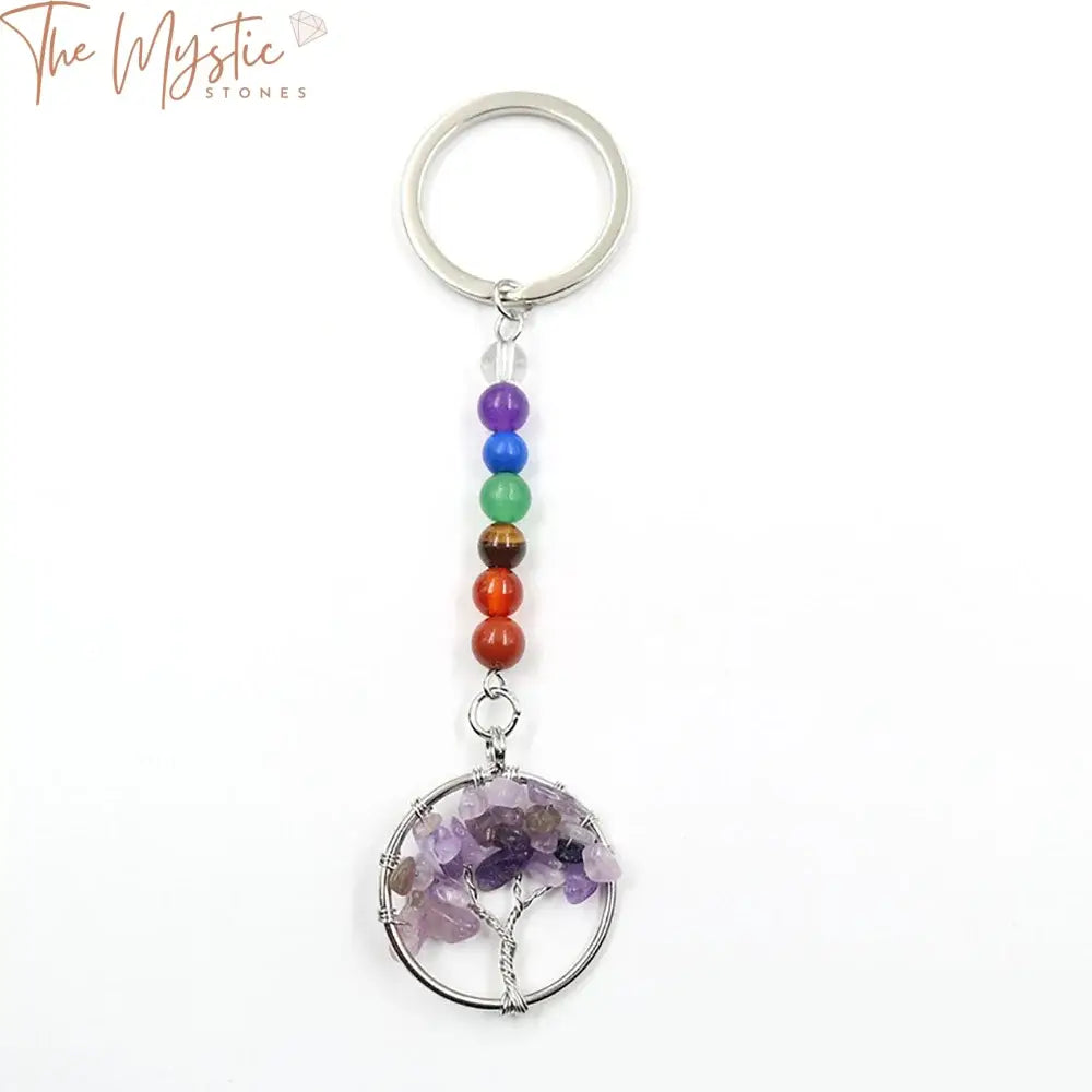 Chakra Tree Of Life Gemstone Keychain