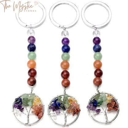 Chakra Tree Of Life Gemstone Keychain