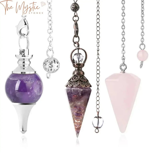 A natural gemstone pendulum featuring vibrant, multi-colored stones representing the 7 chakras.