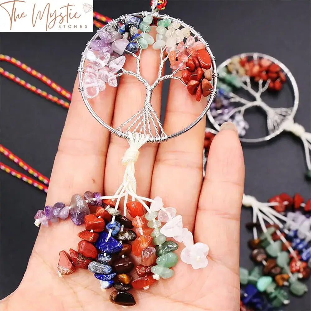 Chakra Tree Of Life Healing Crystal Car Ornament