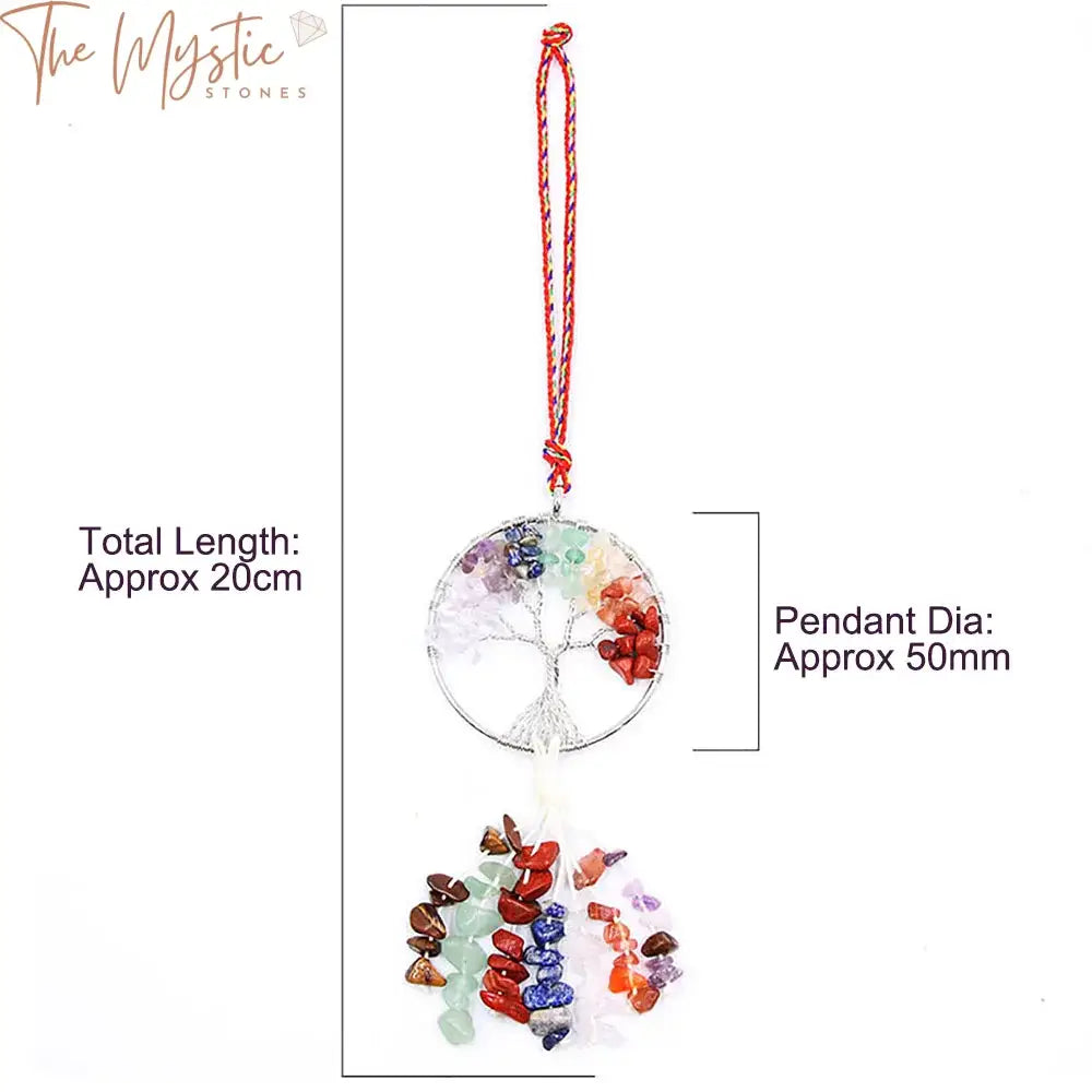 Chakra Tree Of Life Healing Crystal Car Ornament