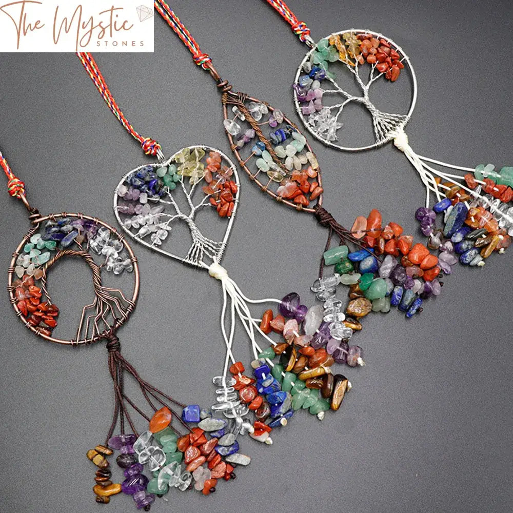 Chakra Tree Of Life Healing Crystal Car Ornament