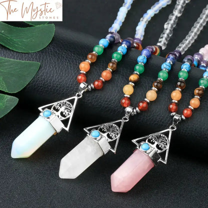 Chakra Tree Of Life Hexagonal Necklace