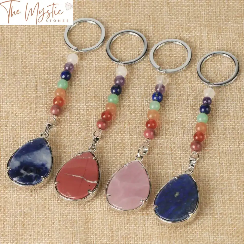 Chakra Tree Of Life Keychain With Water Drop Stones