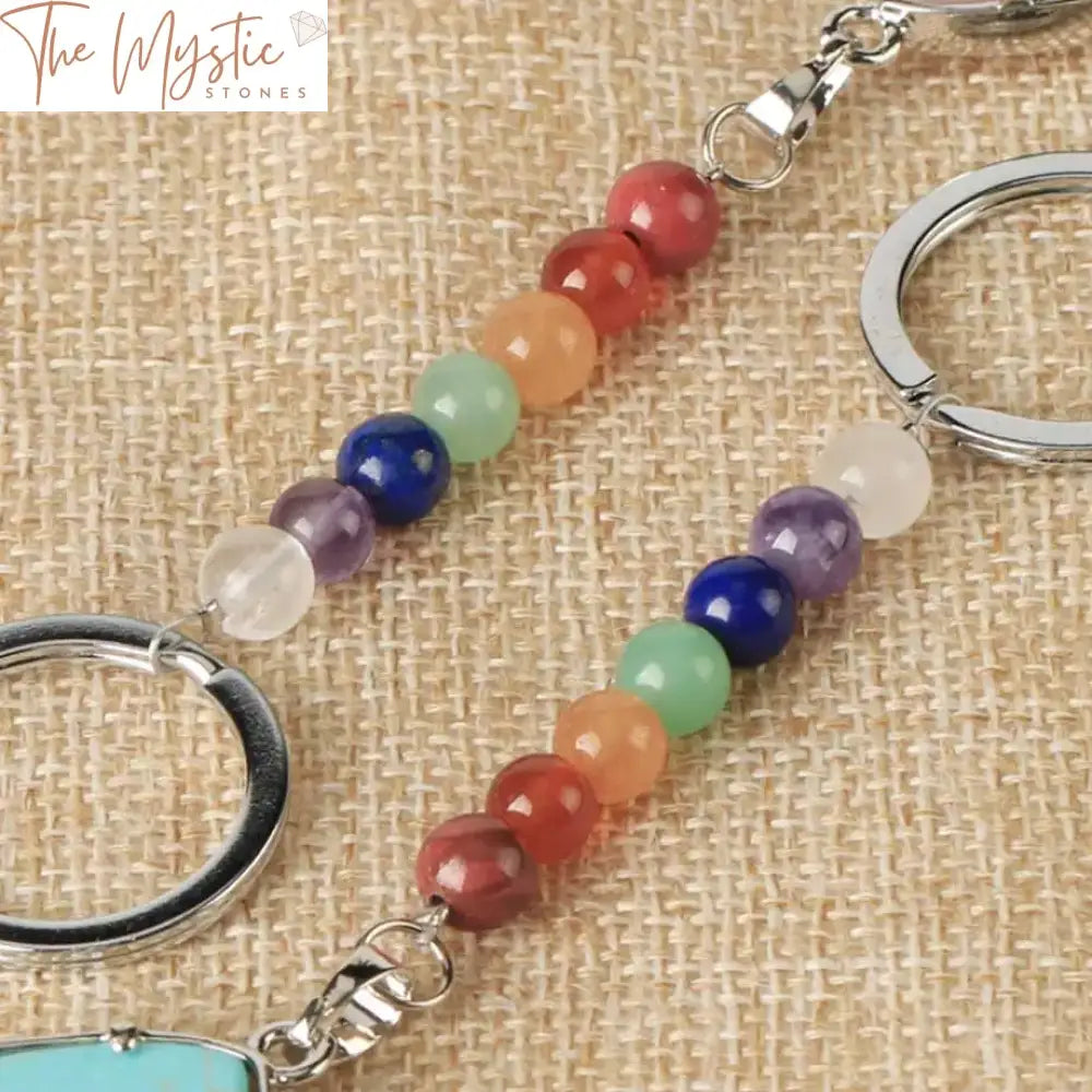 Chakra Tree Of Life Keychain With Water Drop Stones