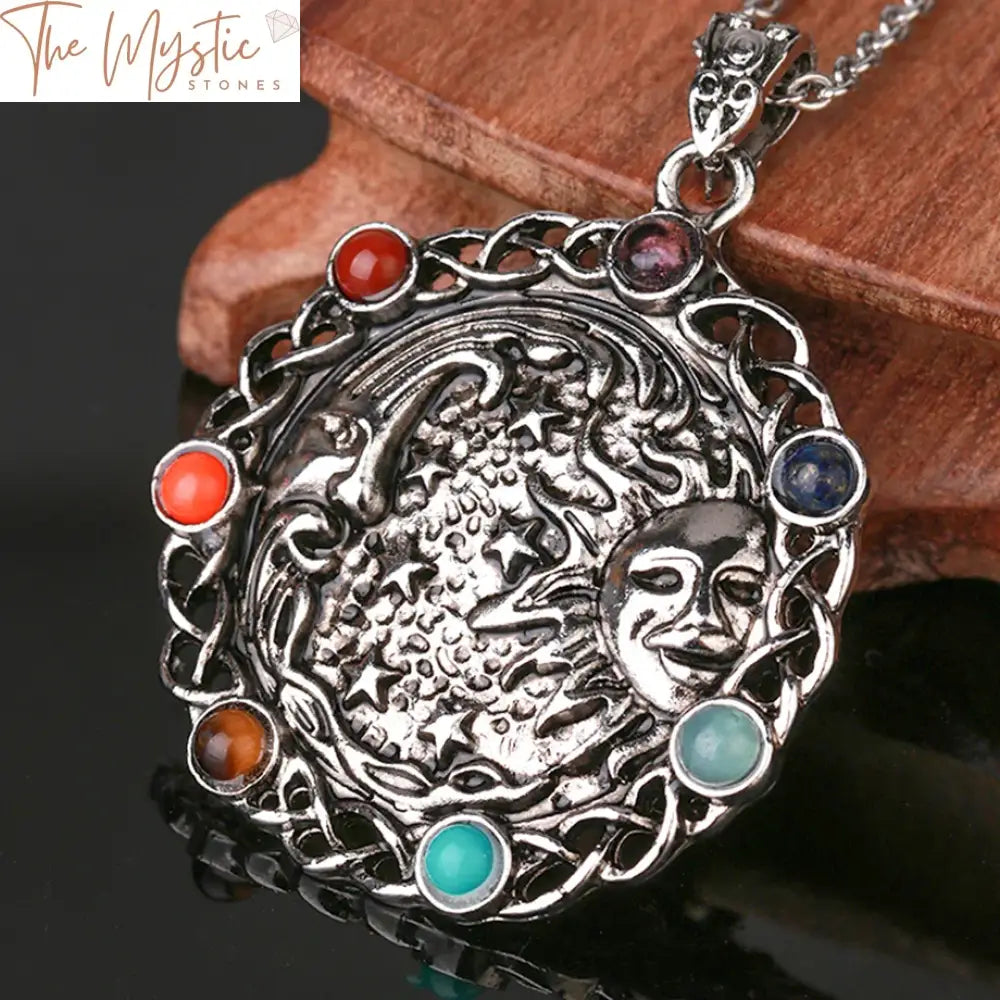 Chakra Wing Pendant Necklace - Vintage Reiki Amulet