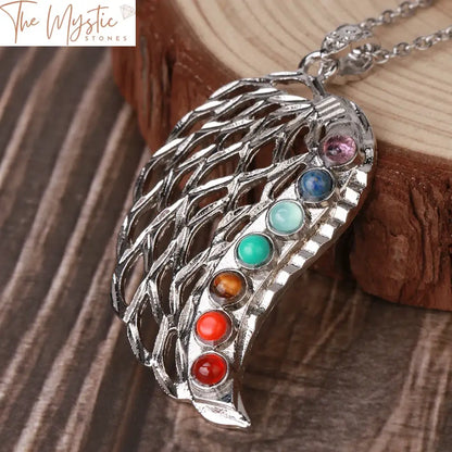 Chakra Wing Pendant Necklace - Vintage Reiki Amulet