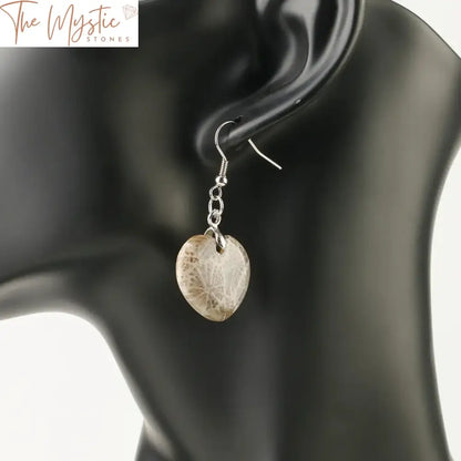 Chrysanthemum Stone Heart Drop Earrings